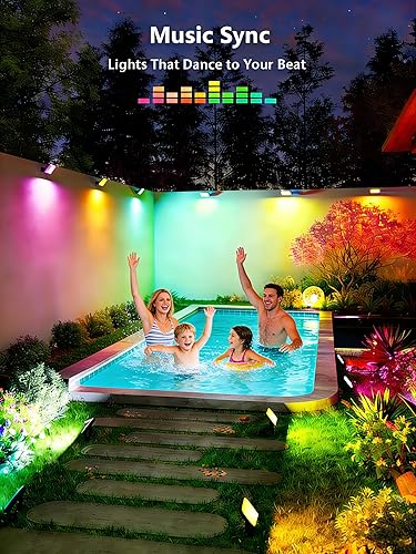 Miniatura 2 de BrizLabs - Luces de inundación para exteriores, iluminación inteligente RGBCW de camino y paisaje con control por aplicación, luces LED de haz