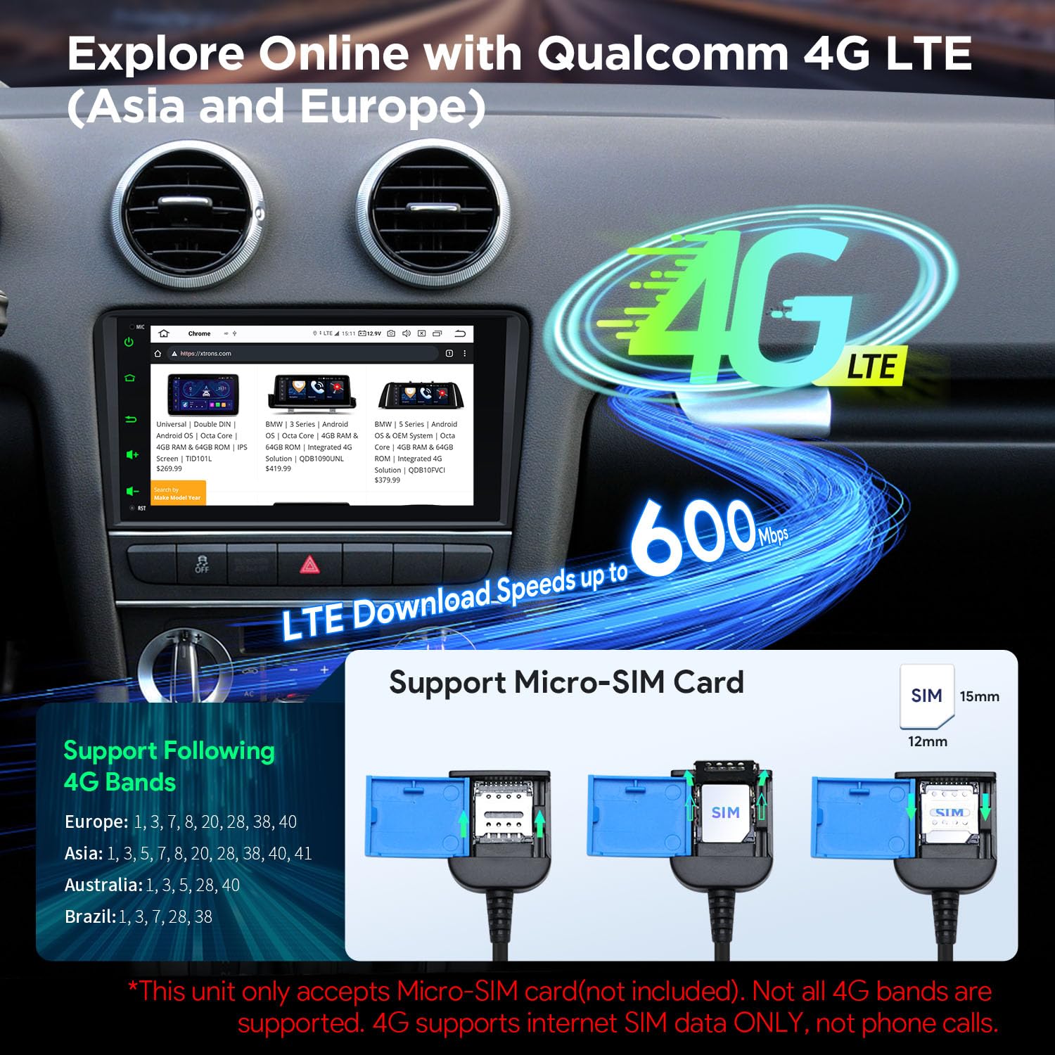 XTRONS Android 14 Autoradio Qualcomm 665 Octa Core 8+256GB Für Audi A3 S3 RS3 8 Zoll QLED IPS Eingebautes 4G LTE Car Play Android Auto HDMI-Ausgang WiFi GPS Bluetooth 5.0 Optional DAB OBD