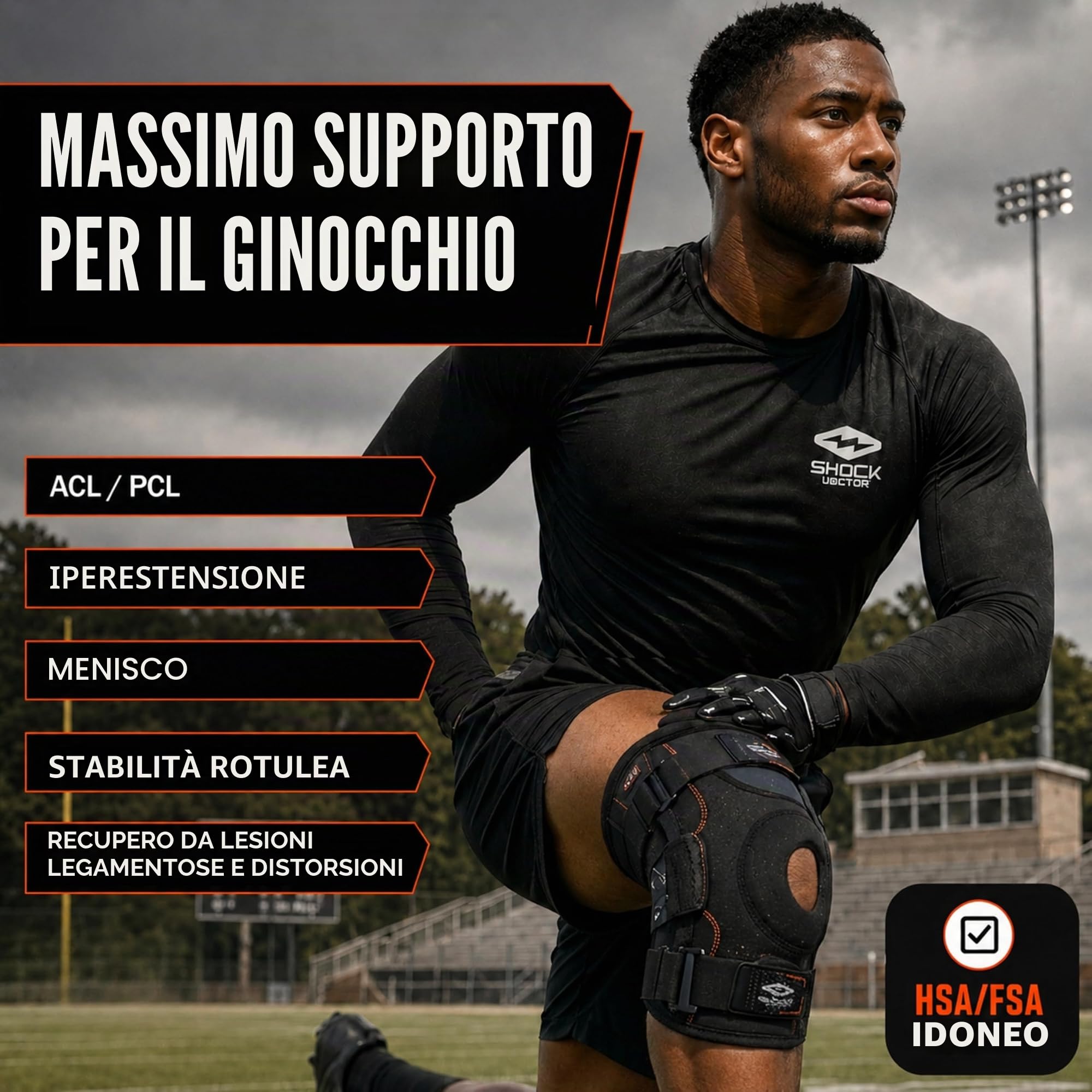 Shock Doctor 875 |, Tutore per Ginocchio con Foro rotuleo