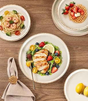 AmorArc Stoneware Dinnerware Sets for 4,12Pcs Plates and Bowls Set