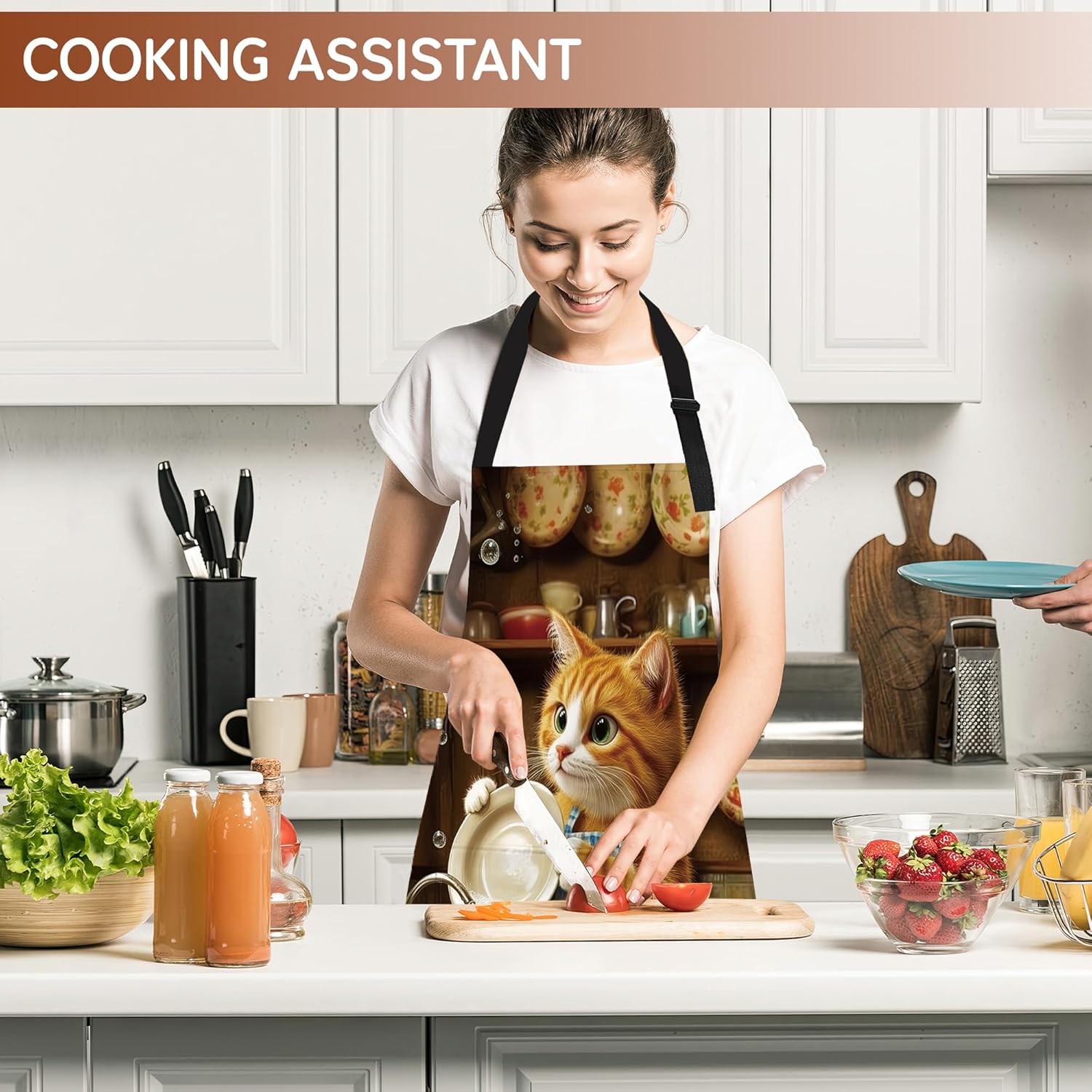 Adjustable Kitchen Apron with Pockets for Women and Men,Soft Chef Apron for Cooking, BBQ, and Grill - Image 6