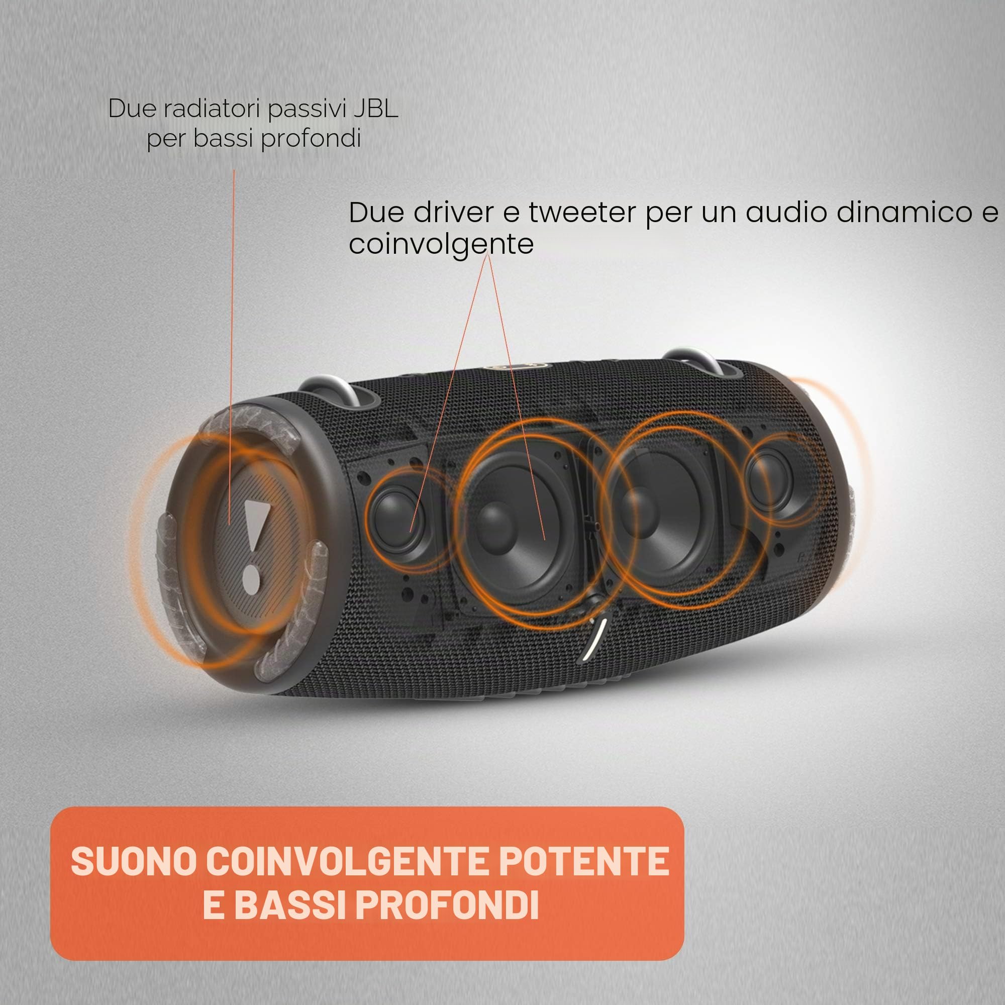 JBL Xtreme 3 - Altoparlante Bluetooth portatile, suono potente e bassi profondi, impermeabile IP67, 15 ore di riproduzione, powerbank, PartyBoost per accoppiamento multi-altoparlante (mimetico)