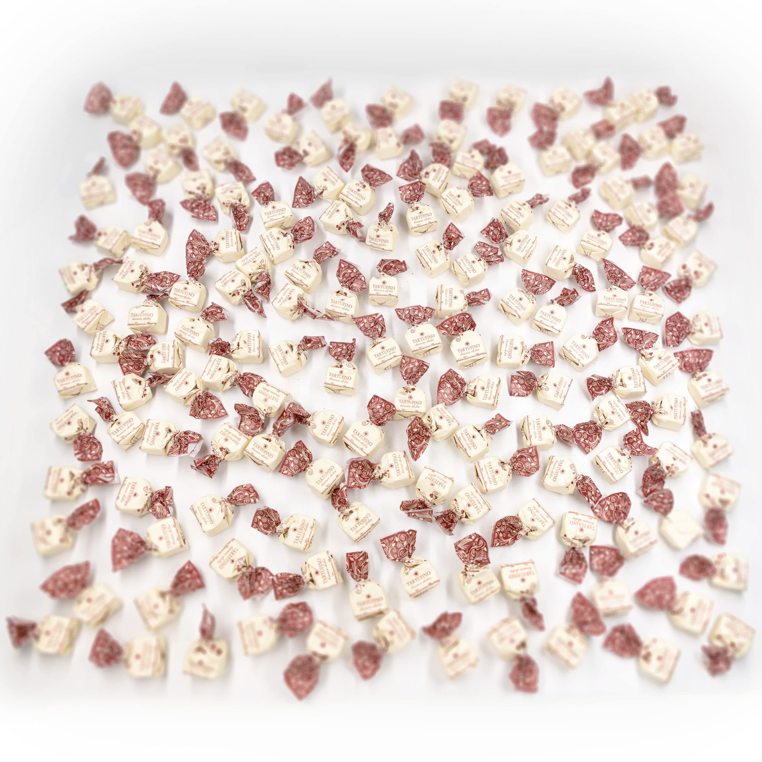 GUSTONE. Tartufini Dolci Bianco Antica Torroneria Piemontese 140 Stück 1kg | 35% Kakao, glutenfrei, IGP-geschützte Herkunft, Schokoladen-Trüffel weißer, Schokoladentrüffel, in Handarbeit gefertigt