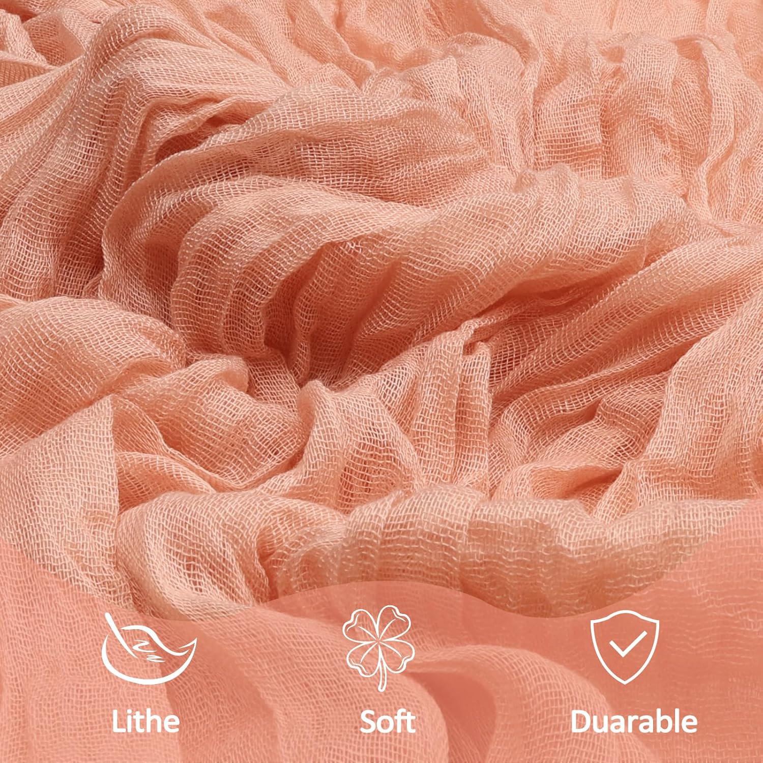 8 Pack Coral Cheesecloth Table Runner 10Ft Spring Gauze Peach Cheese Cloth Table Runner 120 Inch Boho Sheer Rustic Fabric for Holiday Decor Bridal Baby Shower Wedding Decoration