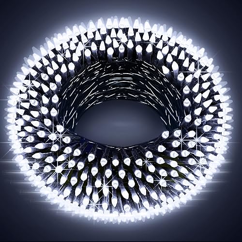 Miniatura 27 de 1500 luces LED de Navidad para uso al aire libre, 470 pies, 12 modos de luces de cadena LED blancas frías con temporizador regulable, luces de