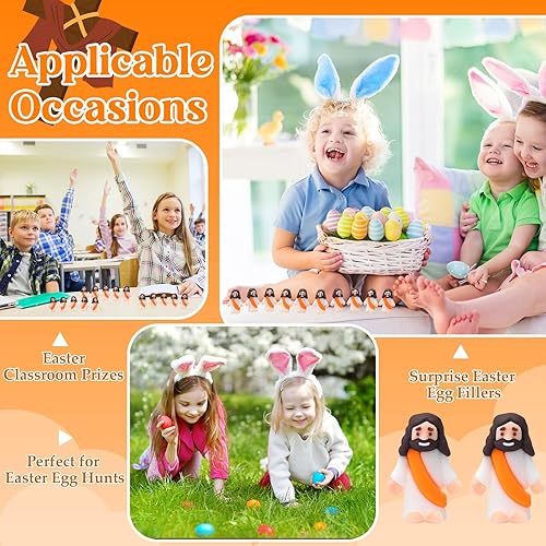 Vista 11 de Sumind 50 figuras de Jesús de diseño original, milagro, mini bolsillo para esconderse y buscar, relleno de huevos de Pascua, regalos de fiesta Azul