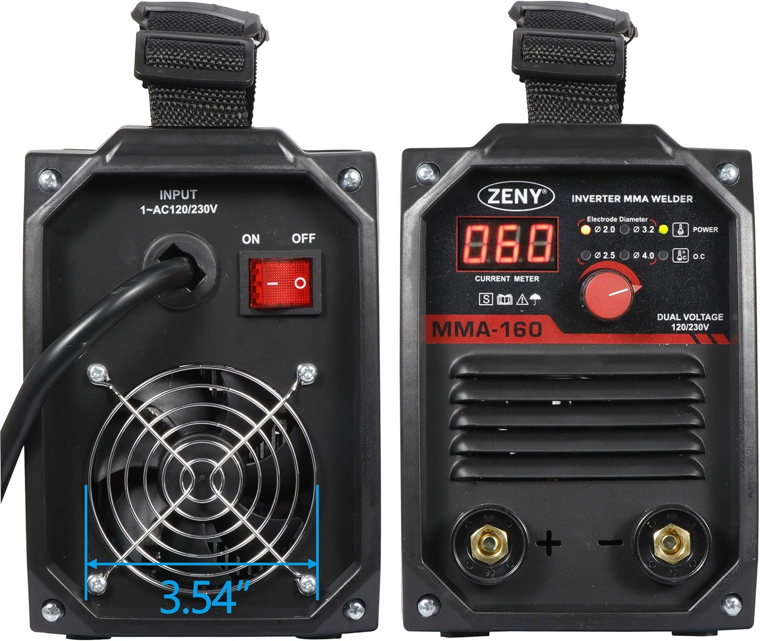 Front and back view of ZENY MMA-160A Welder