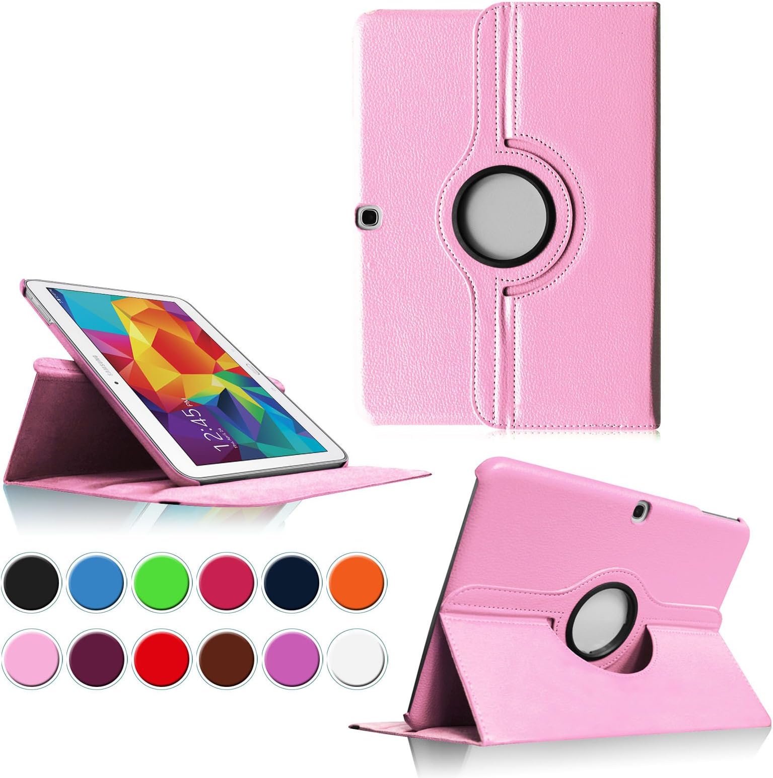 (BABY PINK) 360 Rotating Leather Stand Case Magnetic Wake/Sleep Cover for Samsung Galaxy Tab 4 10.1 /Tab 4 Nook 10.1 SM-T530NU 10.1-Inch Tablet