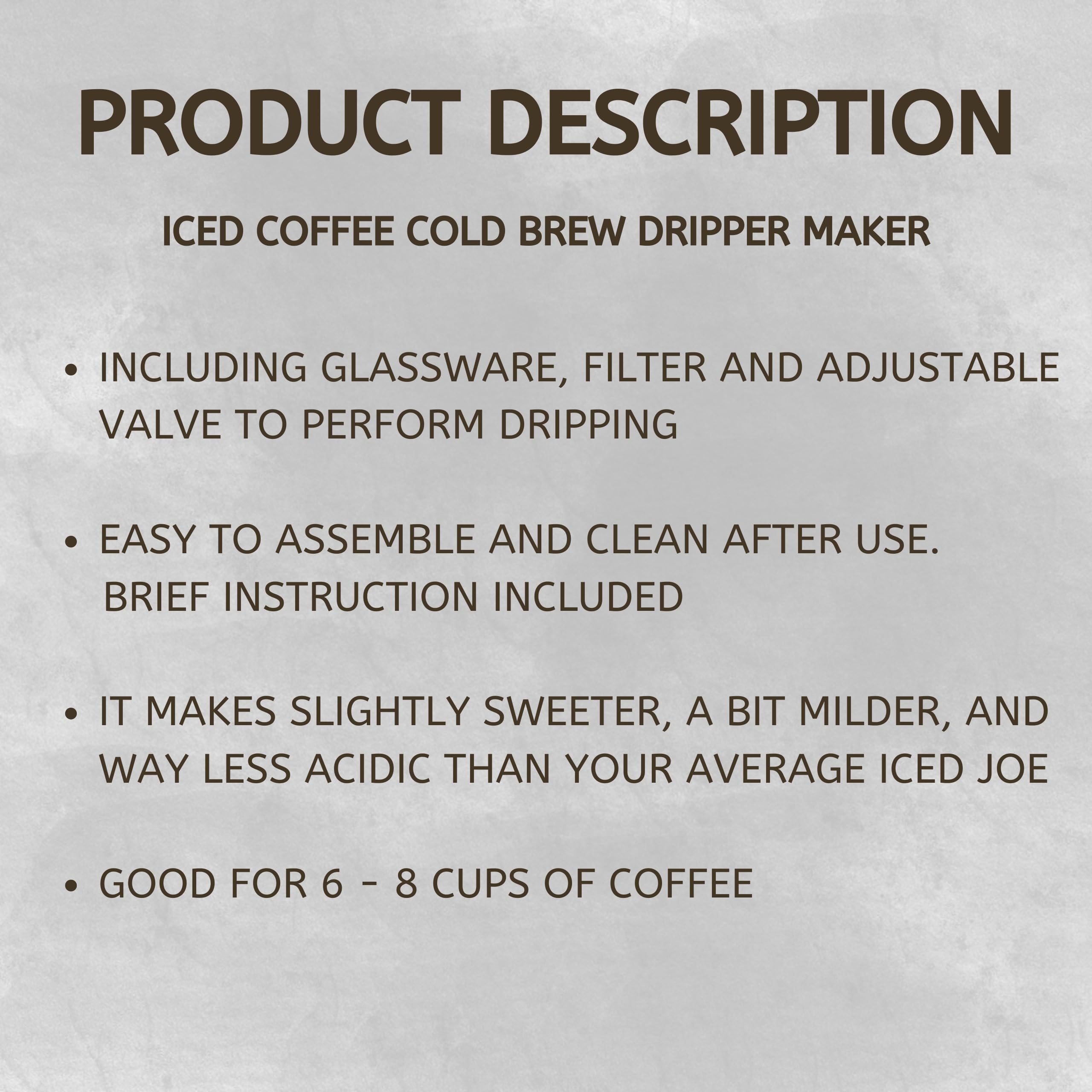Nispira Eiskaffee Cold Brew Drip Tower Kaffeemaschine aus Holz, 6-8 Tassen, Grau