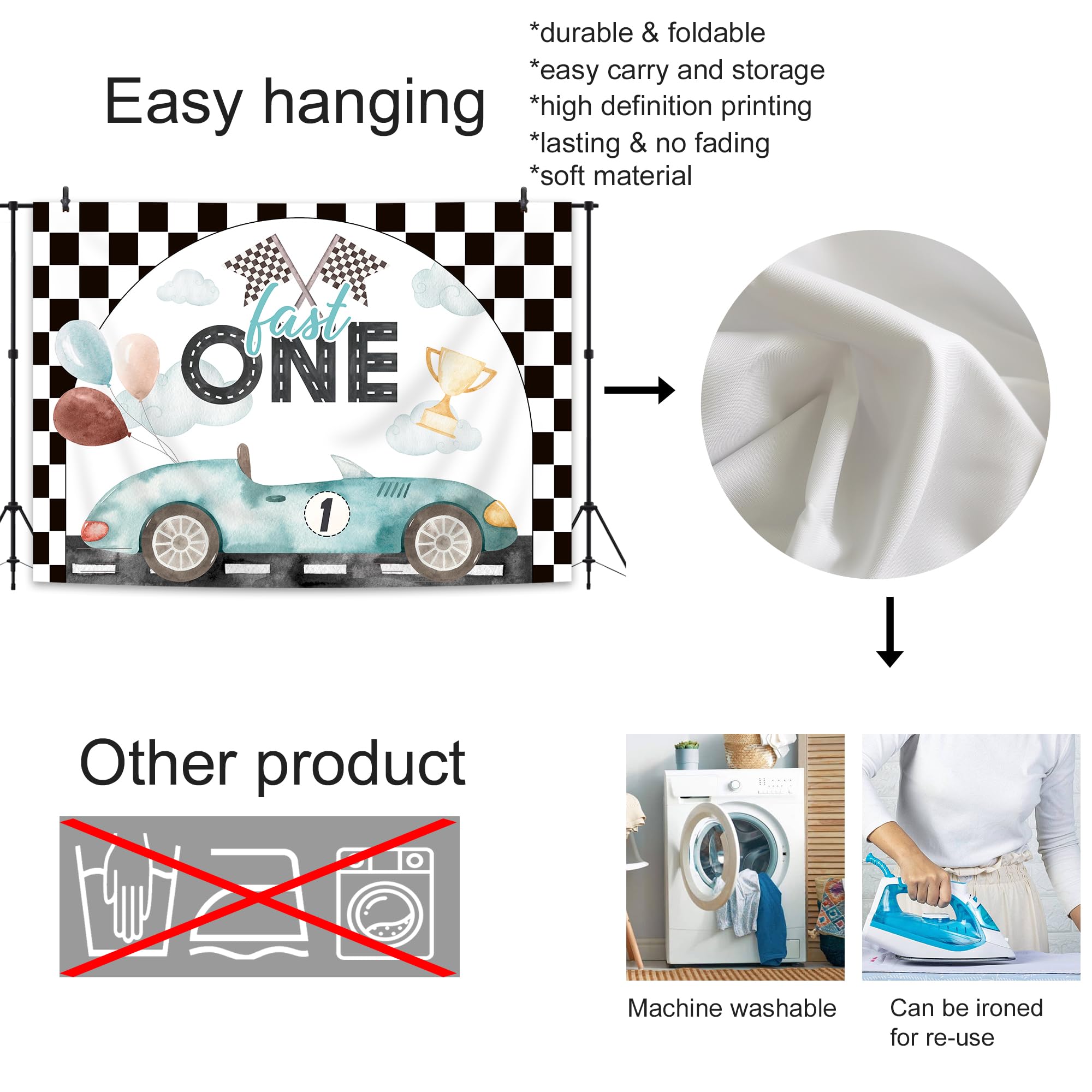 Glawry Ahoy It's A Boy Backdrop 7Wx5H Feet Watercolor White Blue Marine Ocean Sea