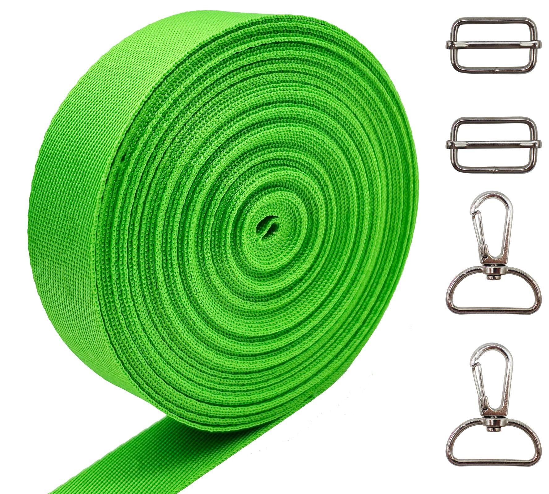 Green 1'' Heavy Duty Nylon Webbing Straps for Sewing 10Yds
