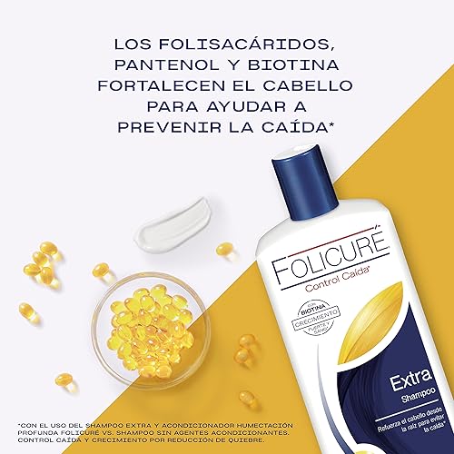Miniatura 6 de 2 PACK!! FOLICURÉ EXTRA CHAMPÚ CONTROL CAÍDA CON BIOTINA, CRECIMIENTO FUERTE Y SANO