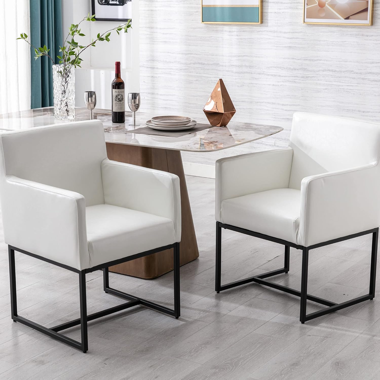VESCASA Faux Leather Upholstered Dining Chairs with Arms