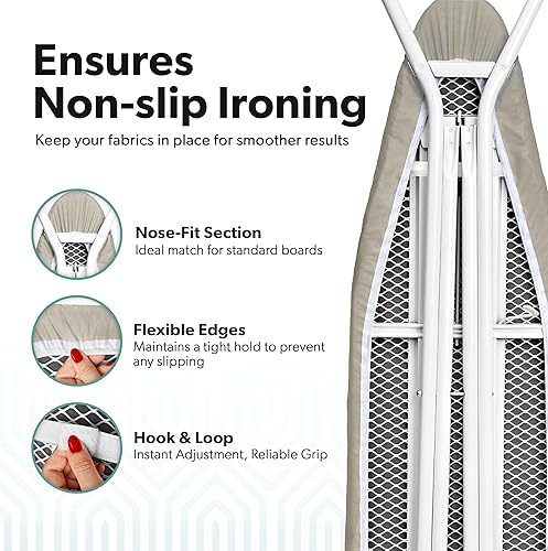 Miniatura 9 de Home Intuition Funda y almohadilla para tabla de planchar resistente a la quemadura de hierro, 15 x 54, acolchado grueso recubierto de tamaño