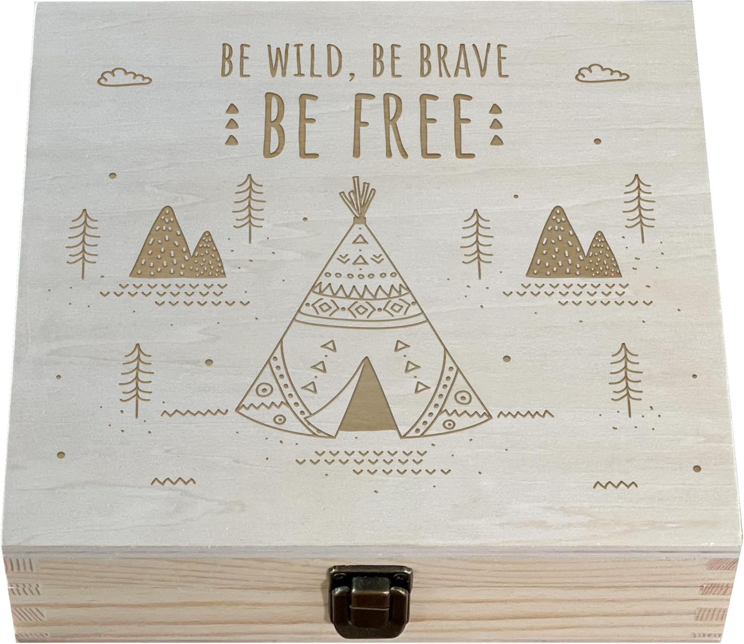 Baby Keepsake Box Time Capsule Box Boys Jewelry Box Baby Memory Box Little Boy Wooden Box Kids Treasure Box 8.5 x 8 x 2.5 in. Natural Color