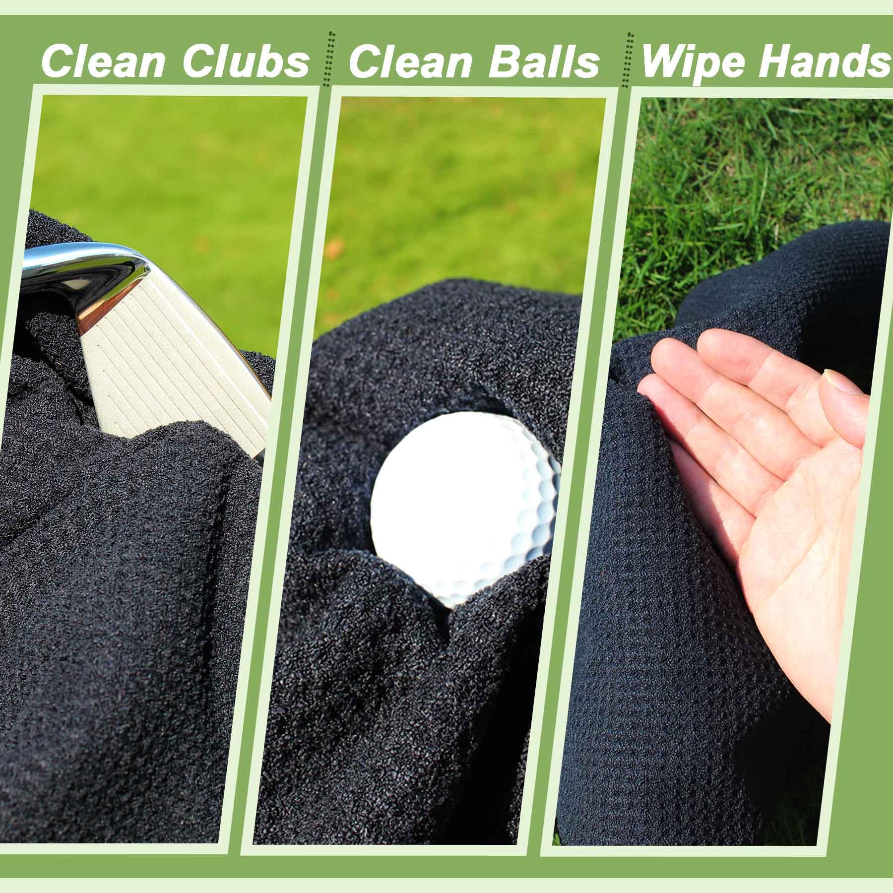 Toalla de golf magnética-Max N52 imán industrial con cubierta de goma y mosquetón, microfibra de alto nivel, fuerte sujeción a carritos de golf o clubes, tamaño grande de 24 x 16 pulgadas,