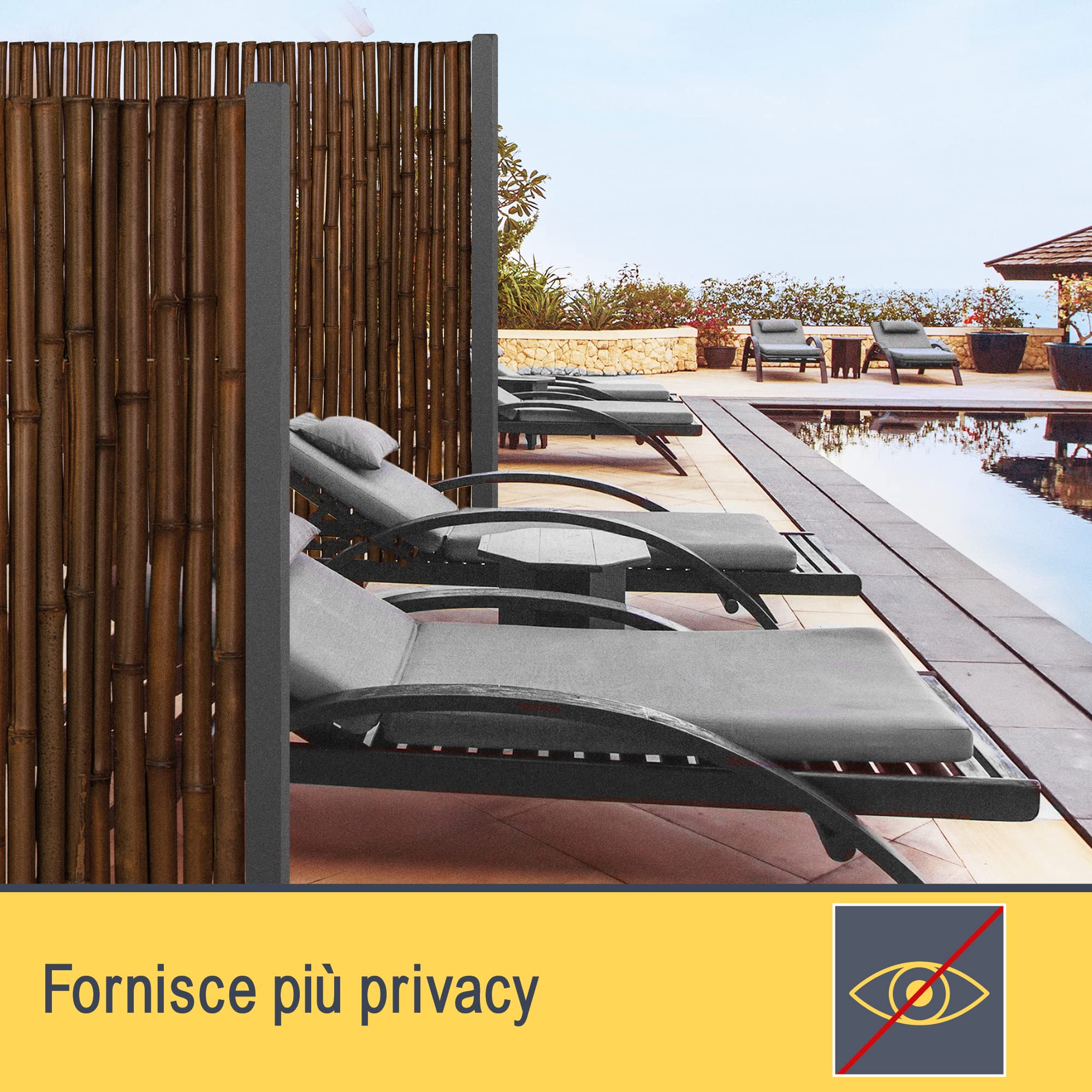 Sol Royal Premium Bamboo Fence 180x250cm B23 Dark Brown - canne di bambù indurite di Alta qualità Ø 2-3cm, Recinzione in bambù Resistente alle intemperie per Uso Interno ed Esterno