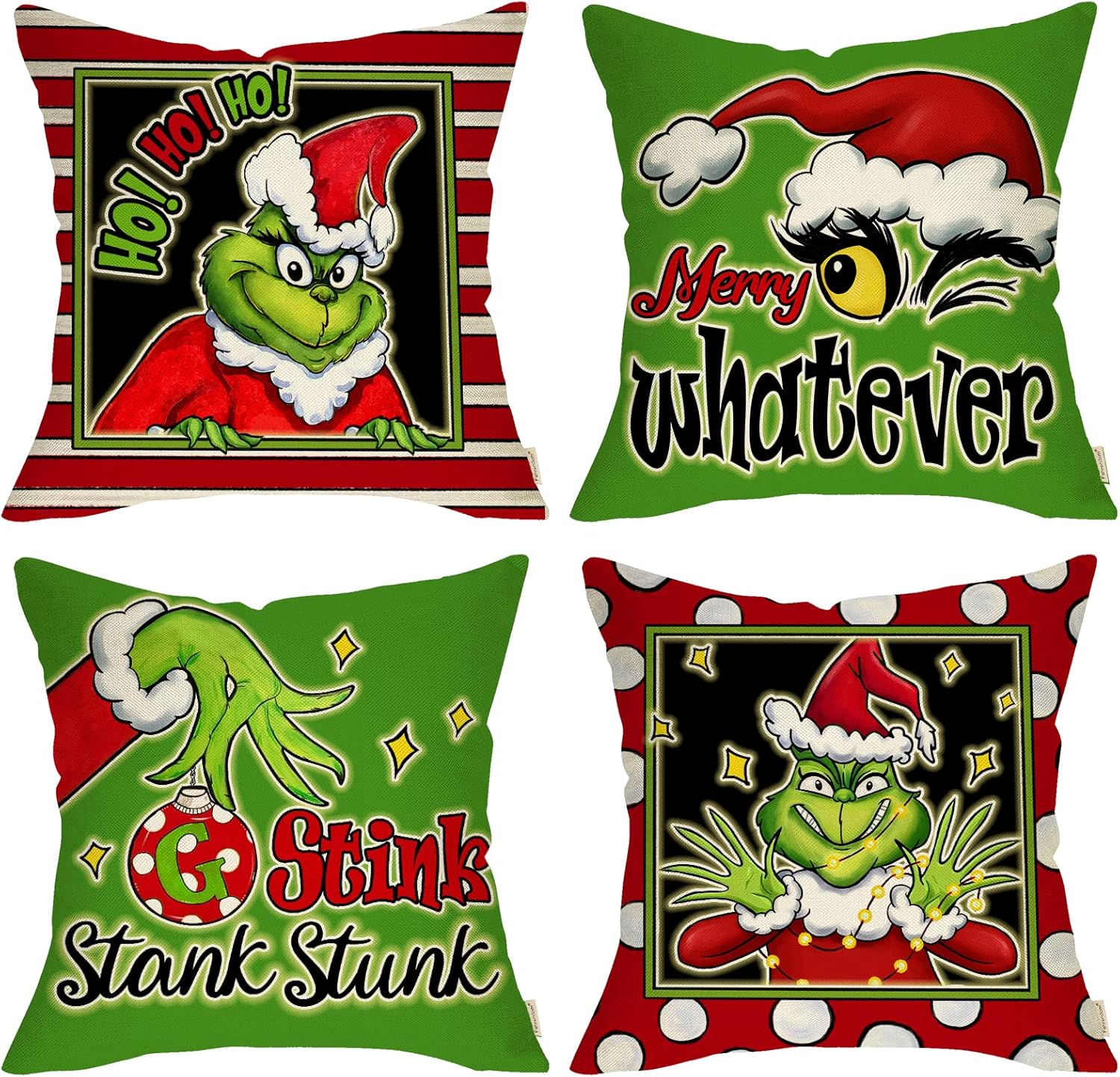 Fahrendom Merry Christmas Whatever Stripe Decorative Throw