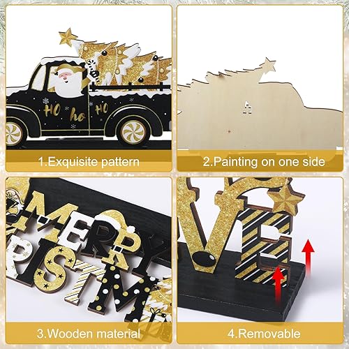 Miniatura 3 de Capoda 6 piezas de decoración de mesa de Navidad, centros de mesa de Navidad, muñeco de nieve, Papá Noel, gnomo, letreros de mesa de Feliz Navidad