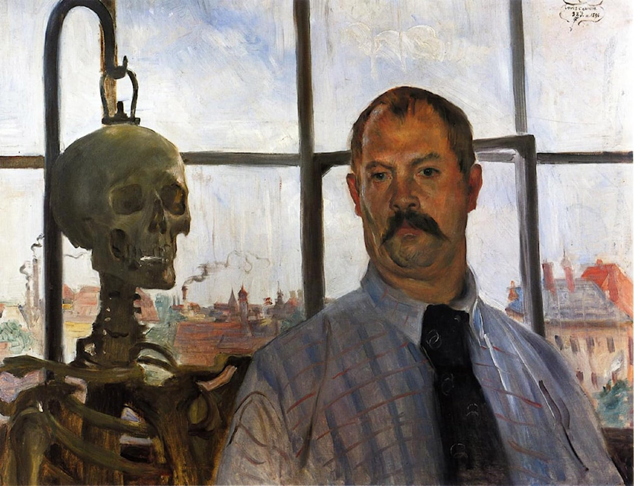 POSTERIIk Vintage Print Pop Art Landscape Artwork Self Portrait with Skeleton by Lovis Corinth Art Prints for Office Home Decor 60x90cm