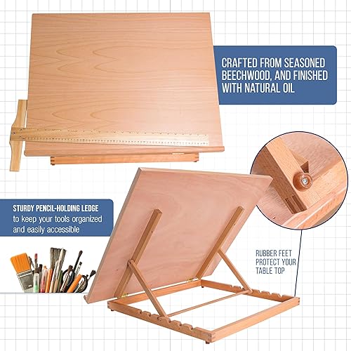 Miniatura 4 de US Art Supply Tablero de dibujo y bocetos de madera ajustable extragrande de 26 pulgadas de ancho x 21 pulgadas de alto