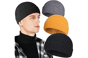 3-Pack Wool Fisherman Beanies for Men: Warm Winter Watch Caps