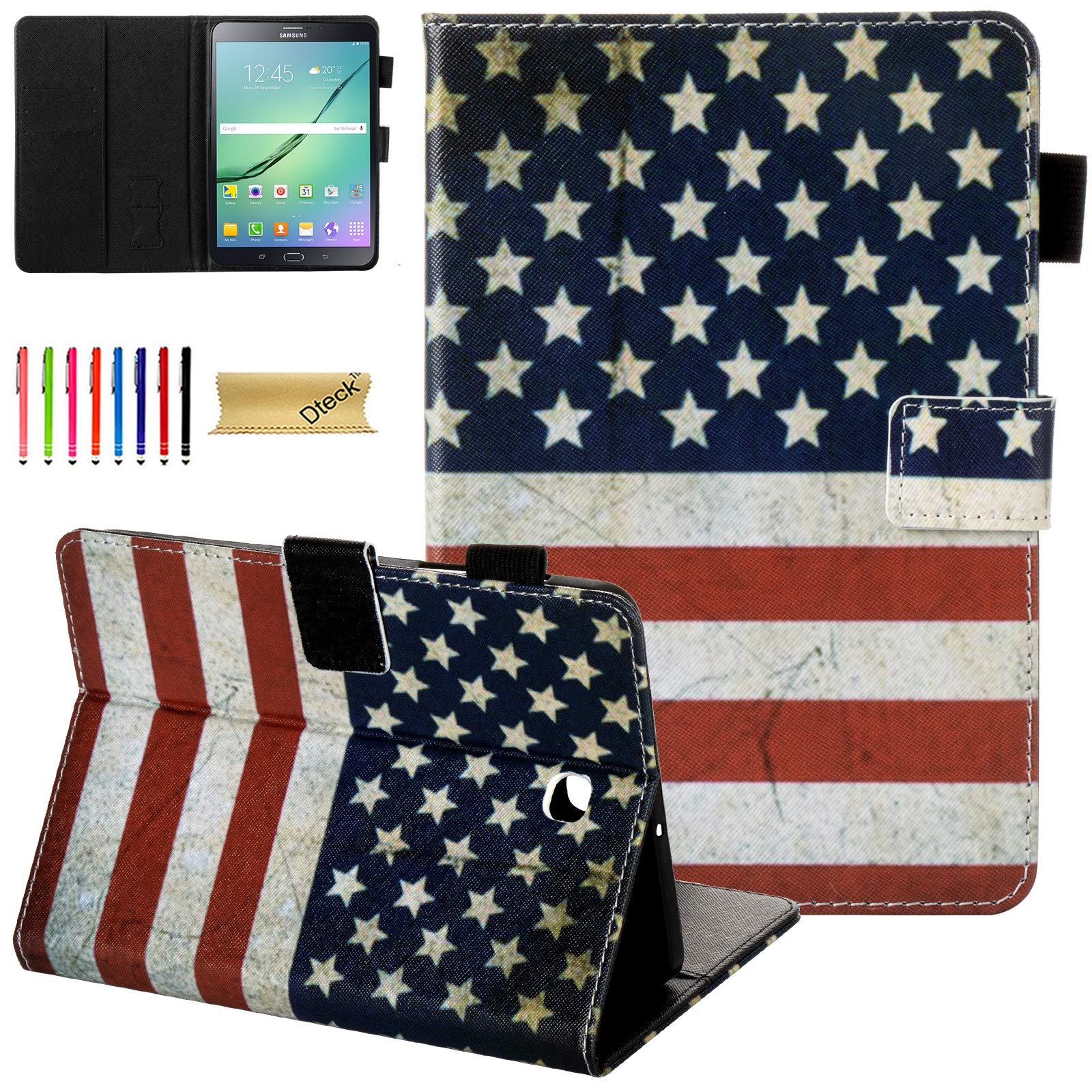 Galaxy Tab S2 8.0 Case, Dteck Folio Stand PU Leather Protective Case with Auto Sleep/Wake Card Holders Wallet Cover for Samsung Galaxy Tab S2 8.0 Case 2015 Released SM-T710 T715 T713,US Flag