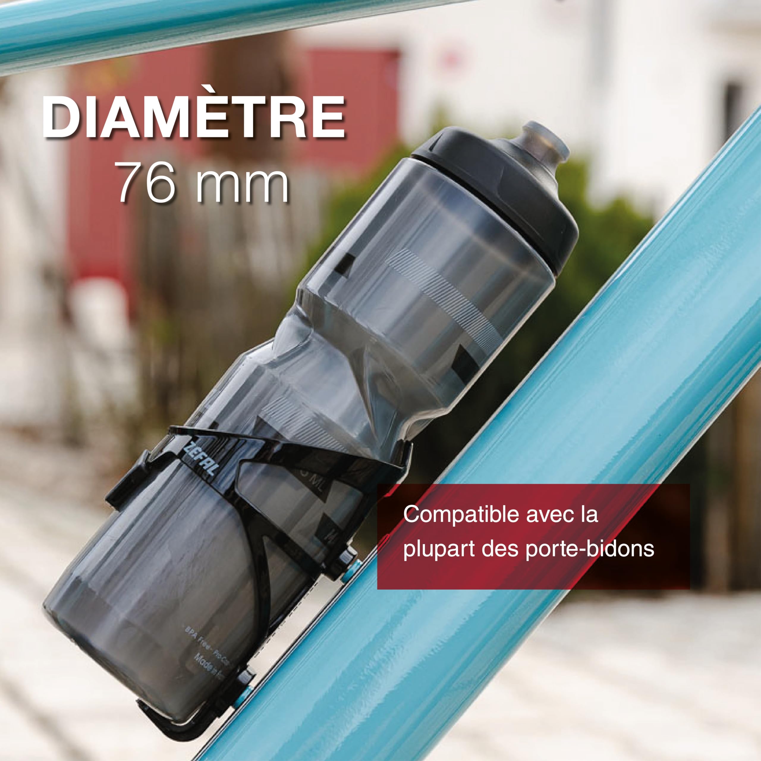 ZEFAL Magnum Pro Noir Fumé et Gris - Bidon Velo de Grande Contenance - Gourde Vélo/VTT et Sport Réutilisable sans BPA - Tétine en Silicone Étanche - 975 ml, 92 g