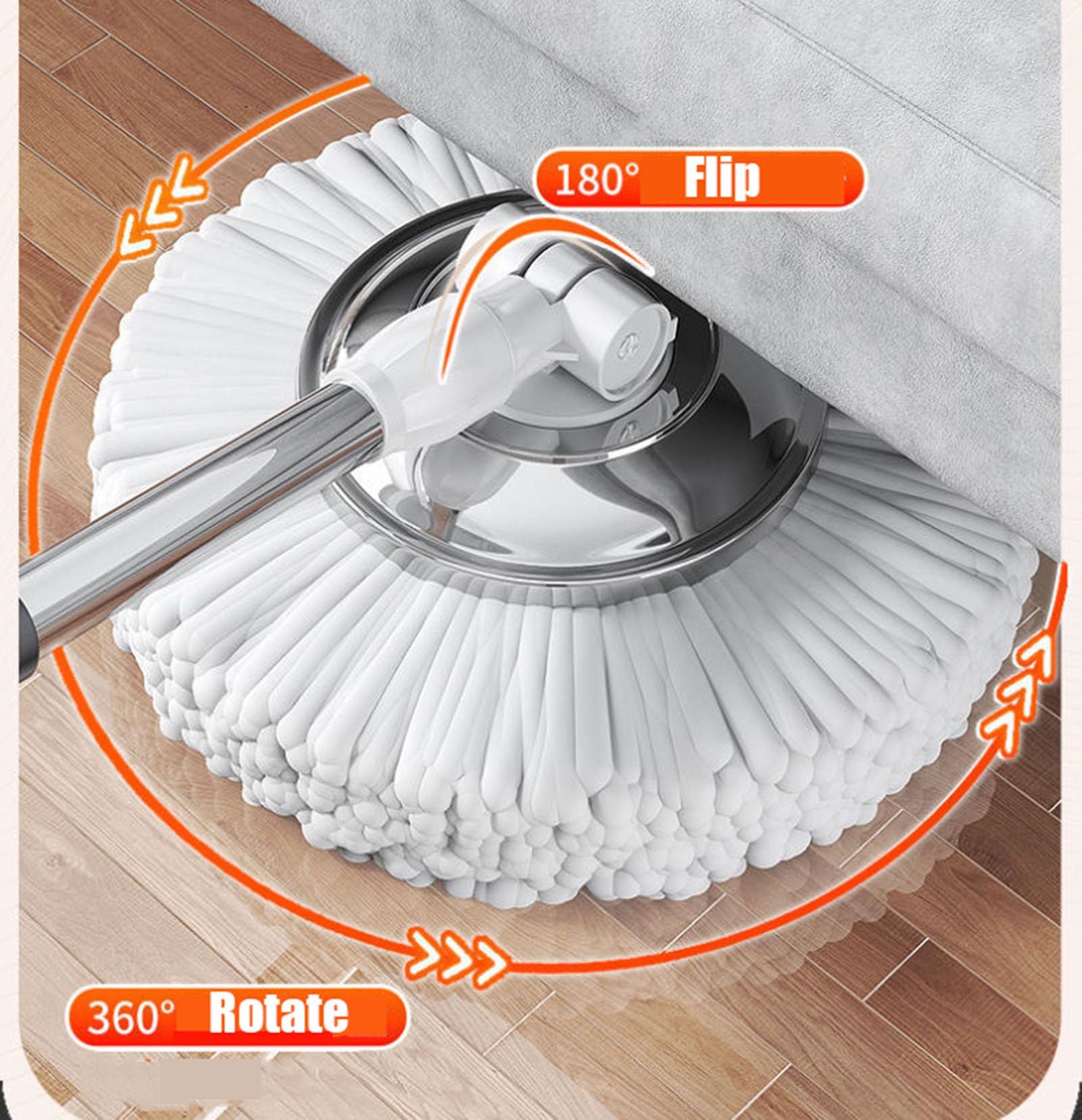 Juego de fregona cubo giratorios, cabezales de fregona dobles con 2 ruedas | Separa el agua limpia y sucia, trapeador para pisos con 2 cabezales de trapeador lavables para madera, azulejos, vinilo