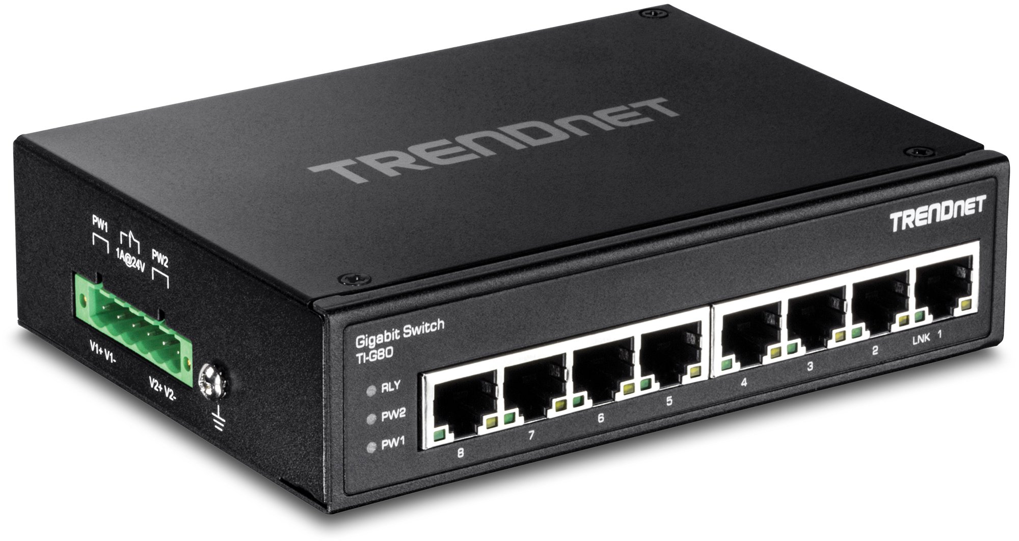 TRENDnet TI-G80 8-port Hardened Industrial Gigabit Switch - DIN Rail Mountable, Wall-Mountable