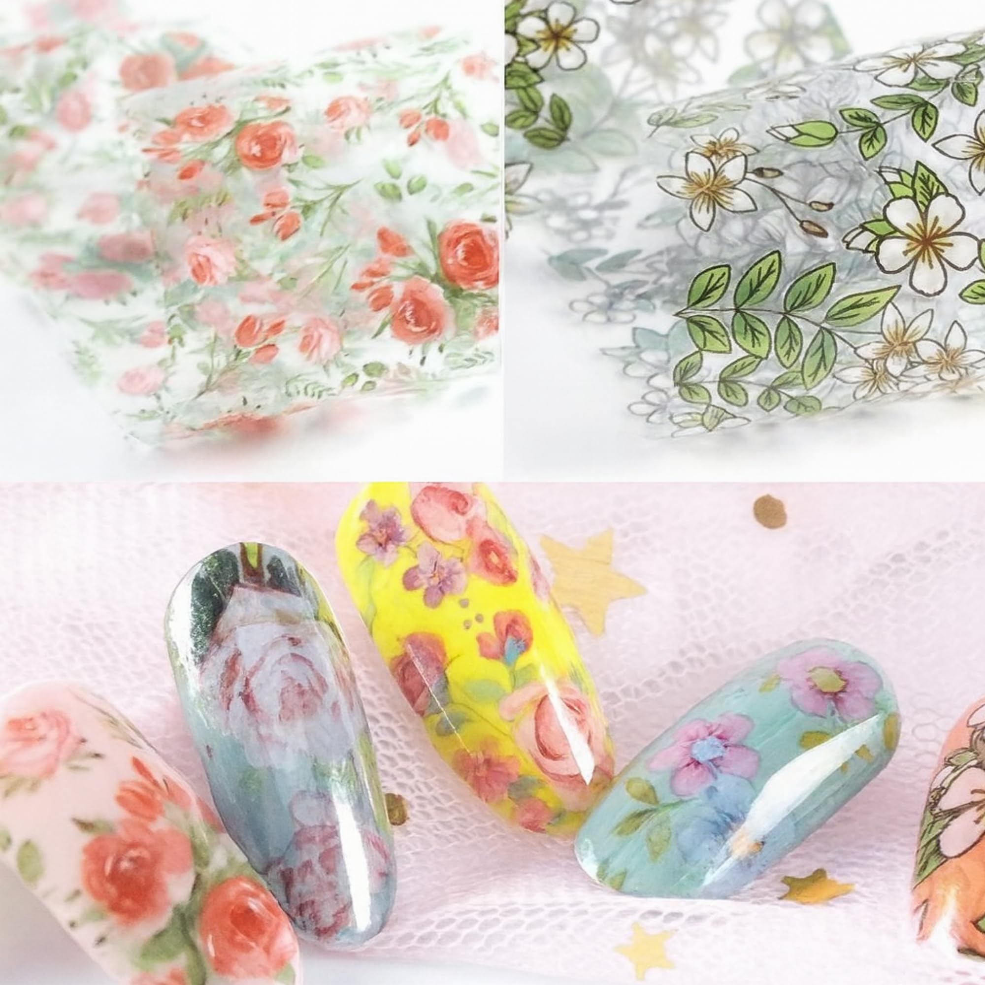 Huda Girl Holographic Nail Stickers - Floral Foil Art -5
