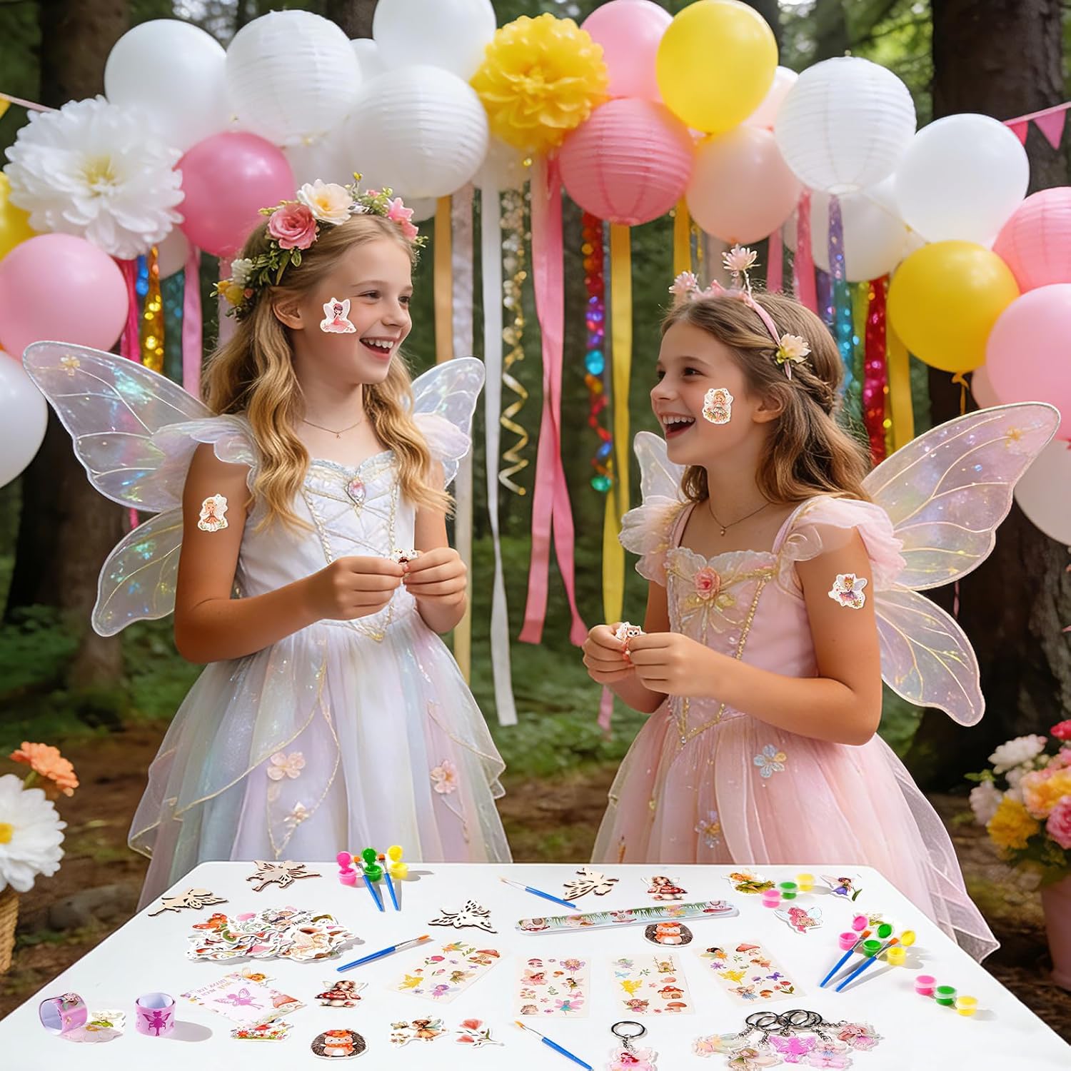 Vanblue 140 Pcs Fairy Party Favors Floral Fairy Themed Birthday Decorations Supplies Goodie Bag Stuffers Gift Bags for Girls,DIY Crafts and Classroom Rewards