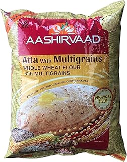 Aashirvaad Atta with Multigrains, Whole Wheat Flour with Multigrains, Wheat, Soya, Chick Pea, Maize, Psyllium Husk, Enduring Value, Product of India (4lb)