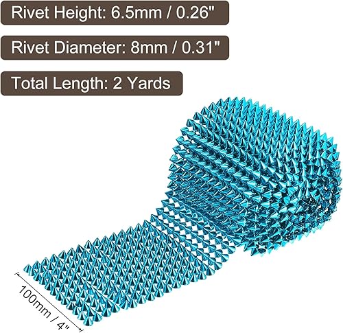 Miniatura 8 de uxcell 2 yardas cosidas en forma de cono de puntas, 12 filas de plástico con parte trasera plana, remaches punk, cinta para manualidades, bolsos,