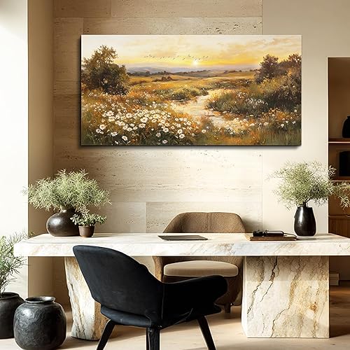 Miniatura 3 de ZUITINGHUA Decoración de pared grande para sala de estar, lienzo para oficina, decoración de pared moderna para dormitorio, campo de margaritas,