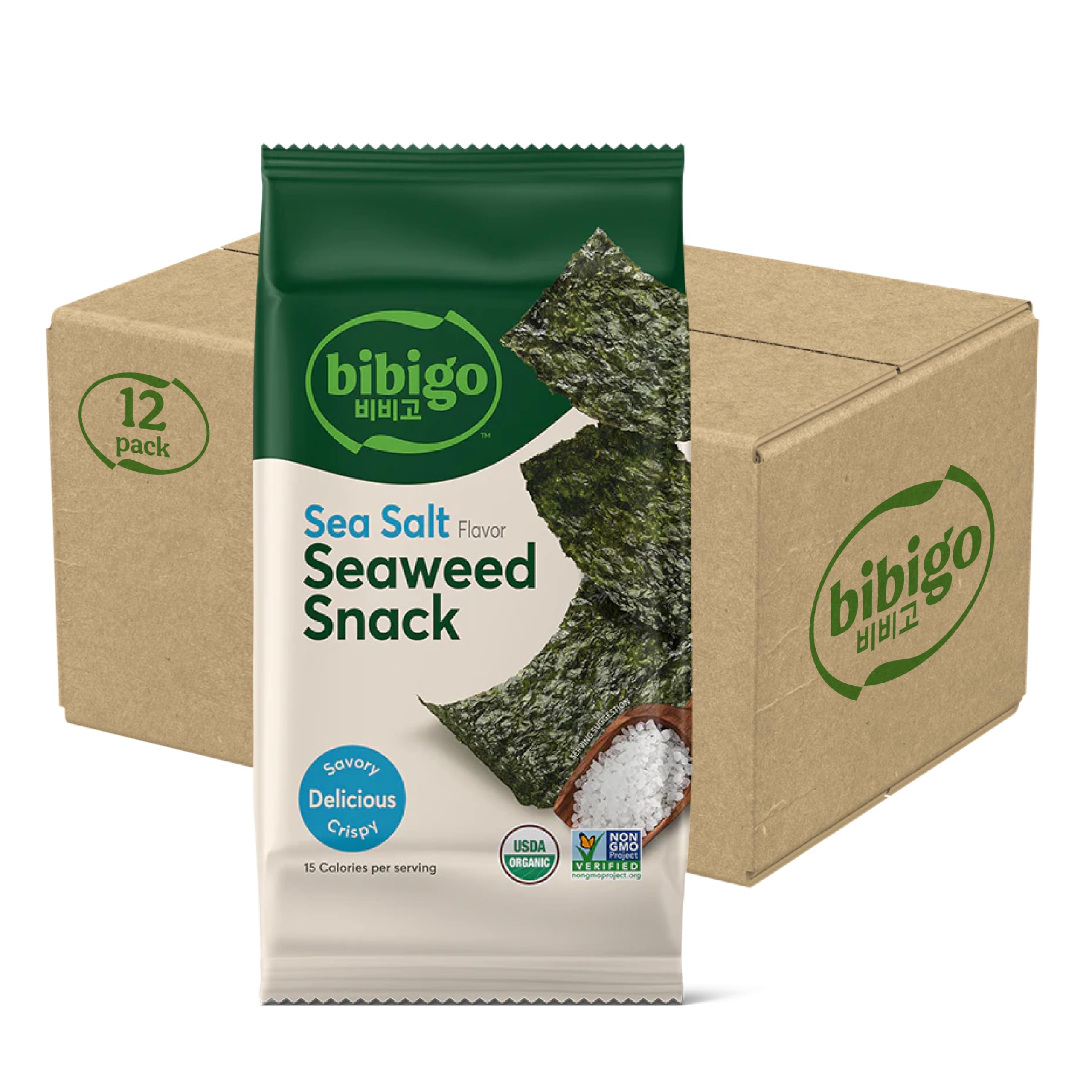 Seaweed Snack, Sea Salt Flavor, Non GMO, Gluten Free, 0.35 Ounces (Pack of 12)
