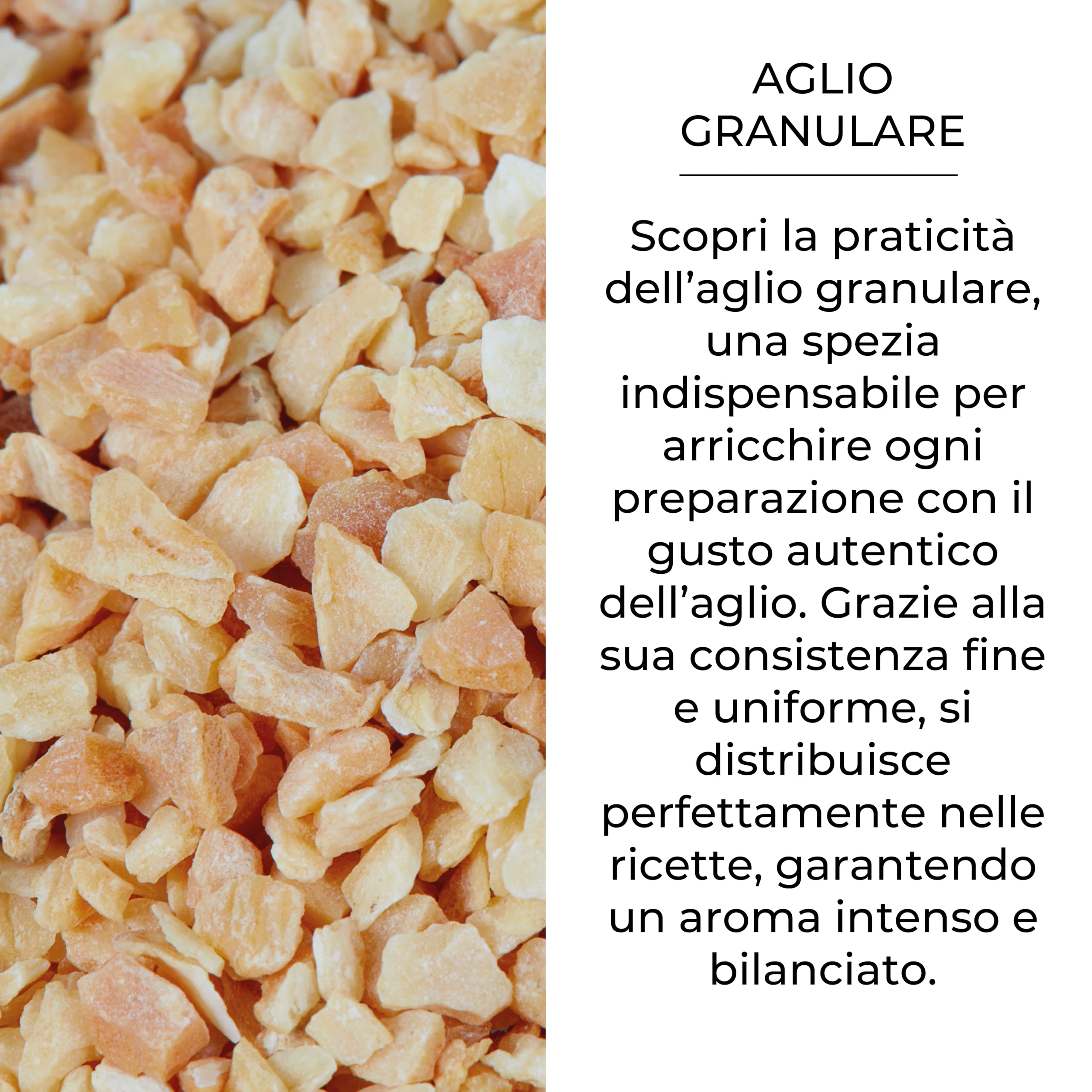 Aglio Granulare Bembo 70 g - Confezione Anti Spreco - Spezia Essiccata al Sole - Aroma Intenso - Prodotto Naturale - Confezione anti-luce e anti-ossidazione (Aglio Granulare)