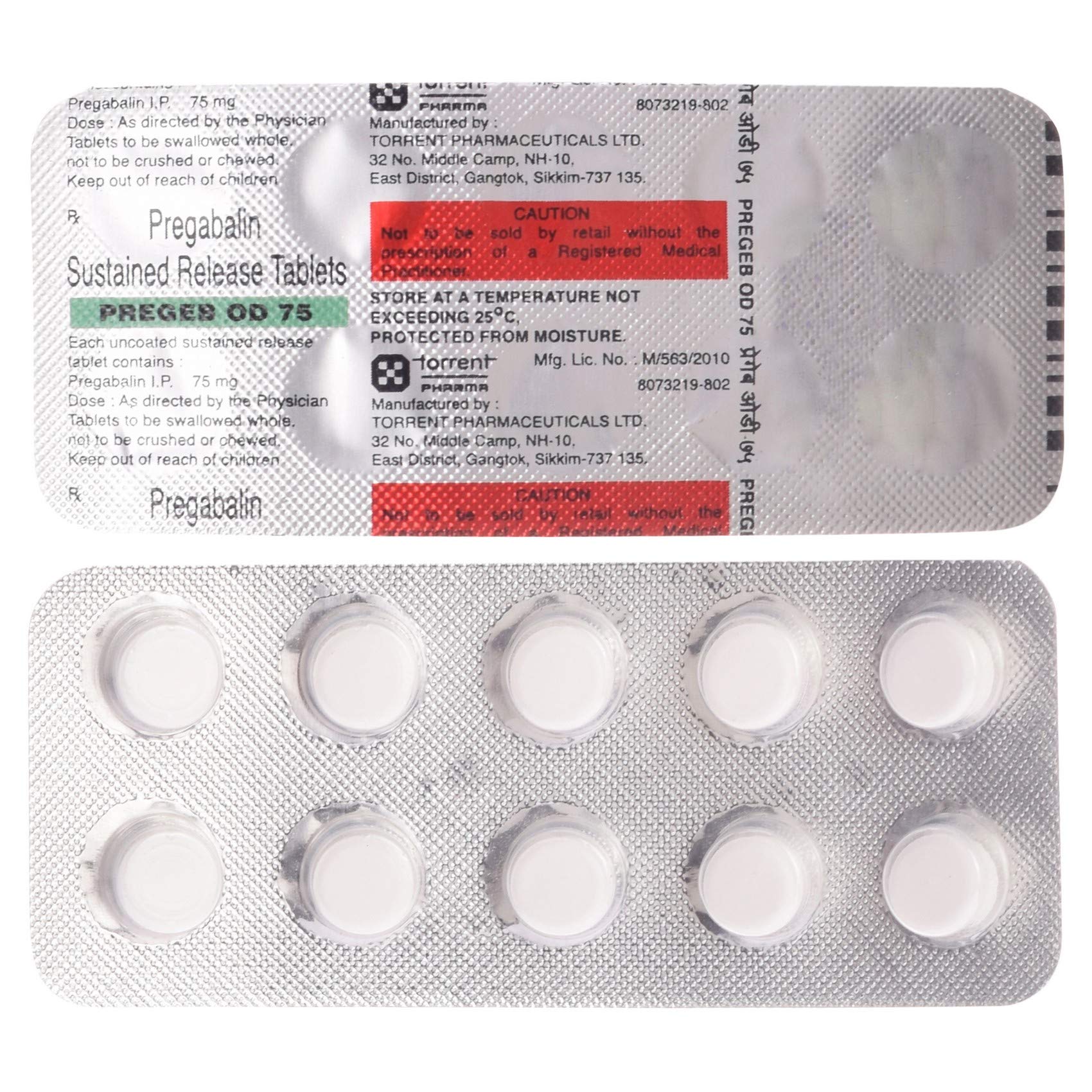 Pregeb OD 75 - Strip of 10 Tablets