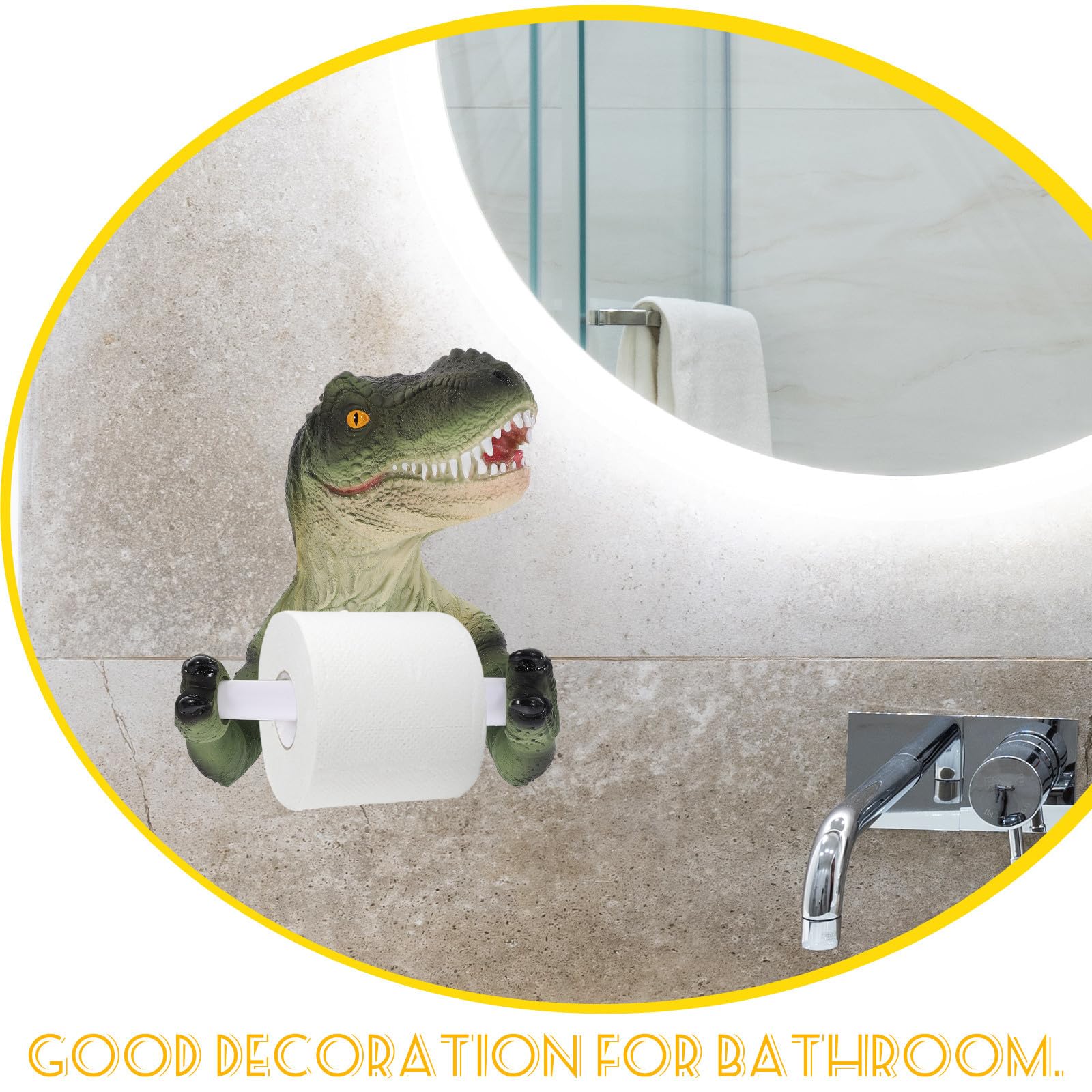 Toilettenpapierhalter mit Klebefläche Dinosaurier aus Kunstharz