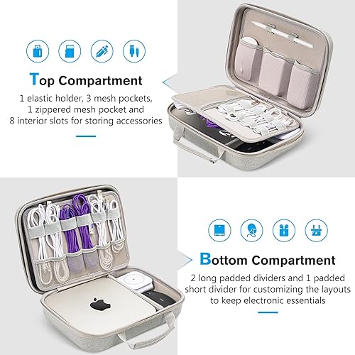 Miniatura 10 de ProCase Estuche organizador electrónico de viaje duro para MacBook adaptador de corriente cargadores cables banco de energía Apple Magic Mouse Apple