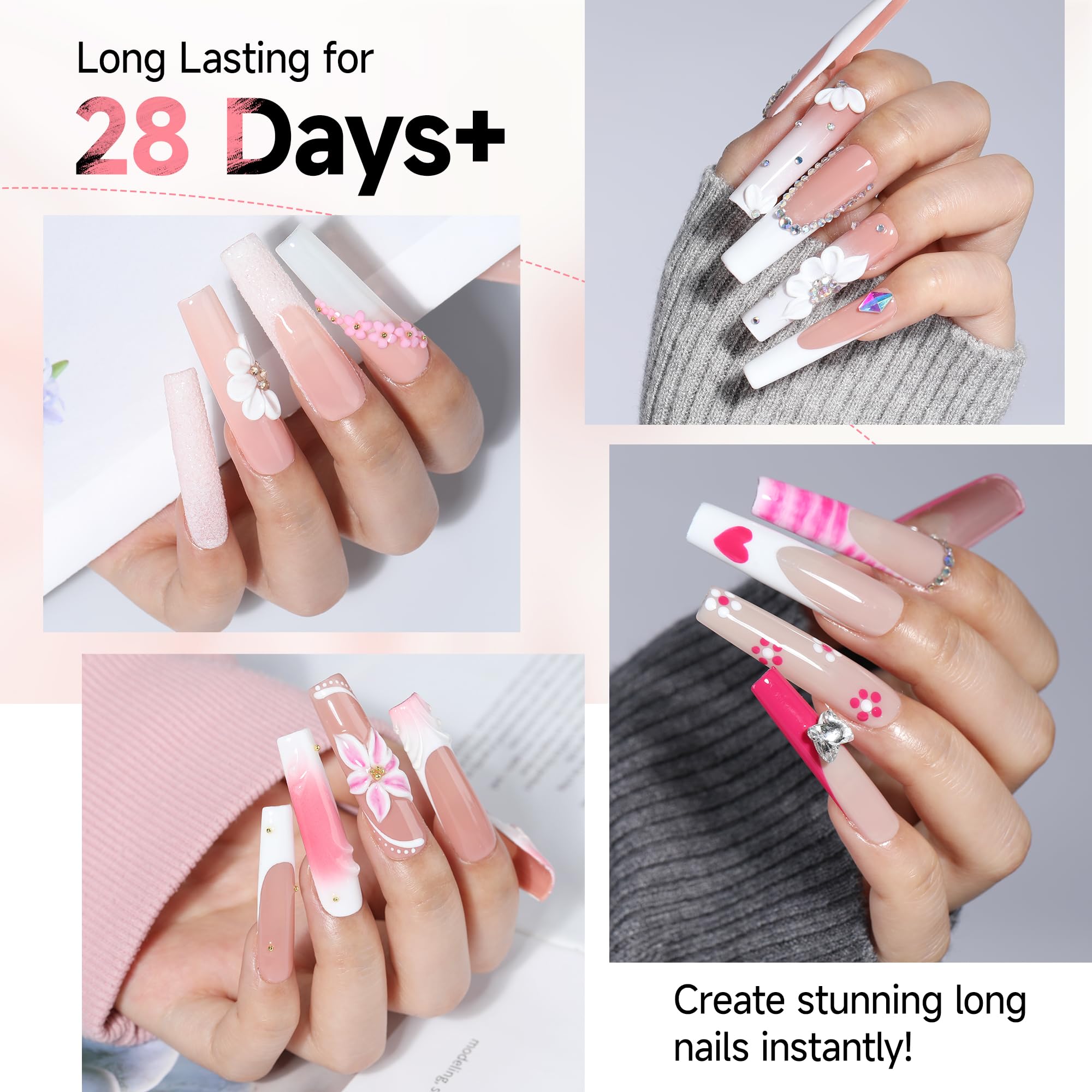 Amazon.com: UNA GELLA Square Nail Tips XXL Extra Long 504pcs Full