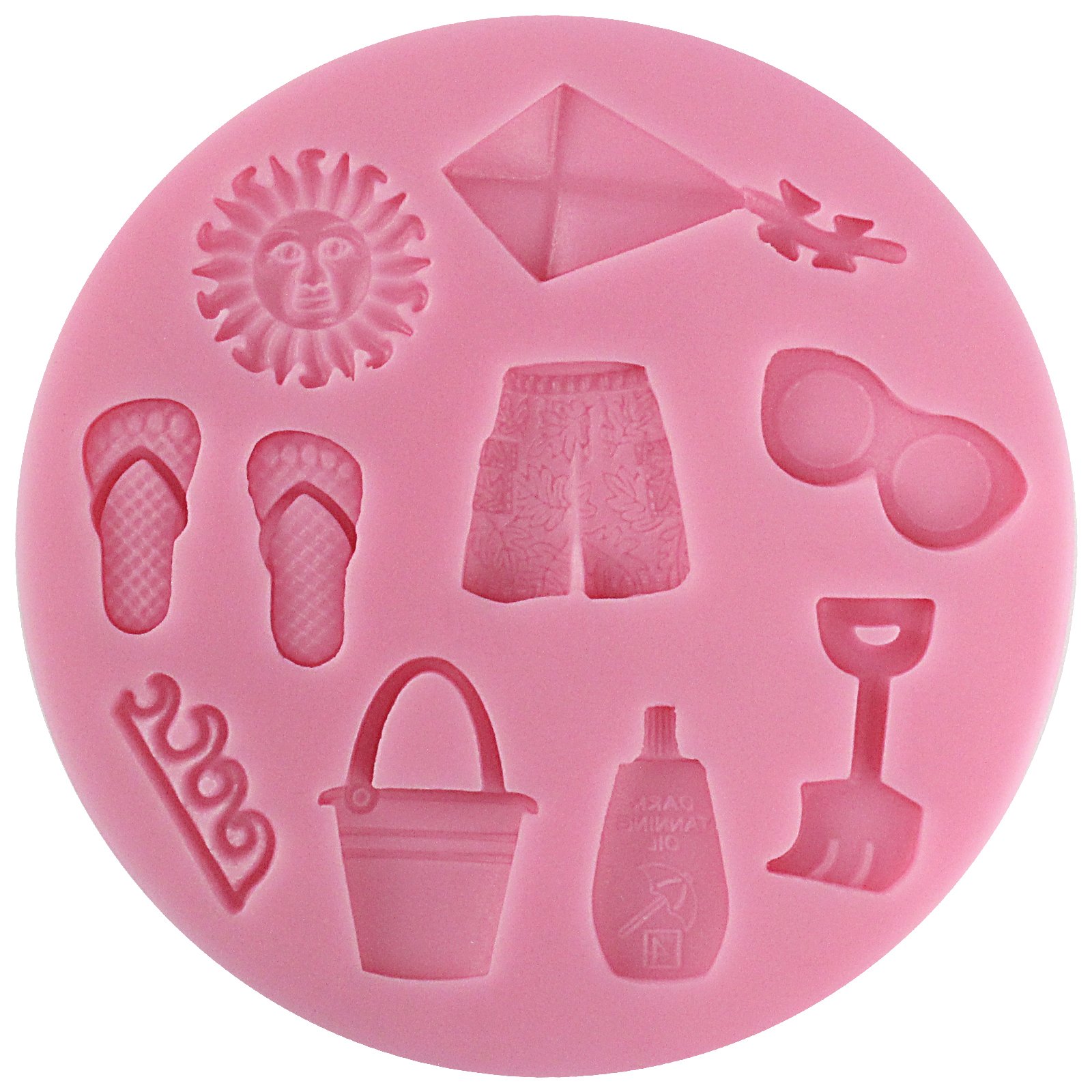 FUNSHOWCASE Beach Holiday Candy Silicone Mold for Cake Decorate, Clay, Crafting