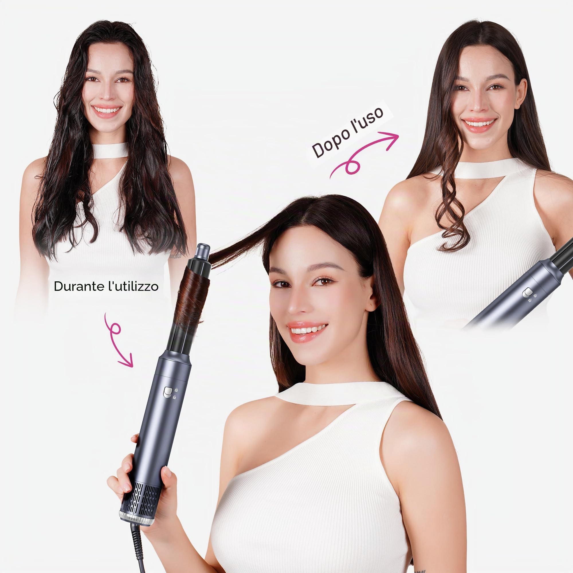 Pro air styler 6 in 1 Hair Styler & Spazzola Asciugacapelli, phon arricciacapelli ad aria, asciugacapelli spazzolas, spazzola aria calda, spazzola phon per capelli, senza danni da calore