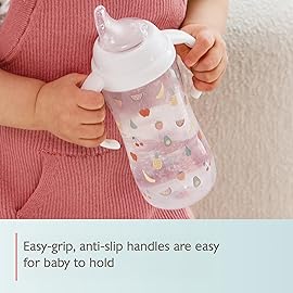 NUK Learner Cup, 8+ Months, Fun Fruits and Animals, Amazon Exclusive Collection, 10 Oz, Pack of 2, BPA-Free, Soft Spout, Spill Proof Sippy Cup