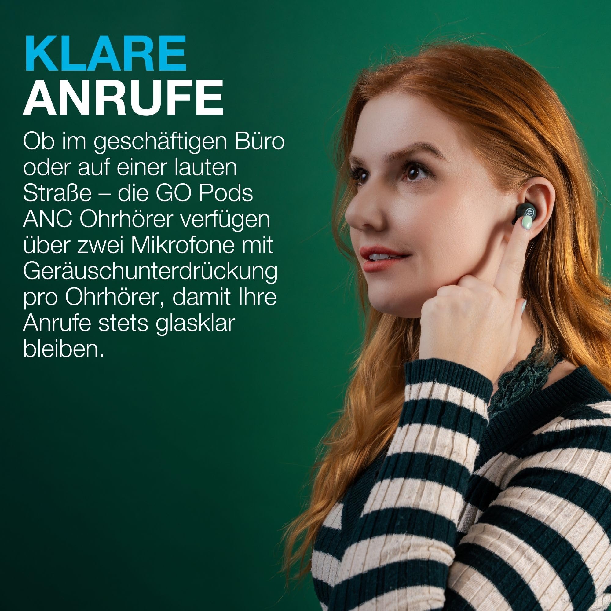 JLab Go Pods ANC In-Ear Kopfhörer Bluetooth mit Noise Cancelling - Kabellose Earbuds mit 26+ Std. - Hybrid-Geräuschunterdrückung, Multipunt, IP55, Sound per App einstellbar, klare Anrufe, Schwarz