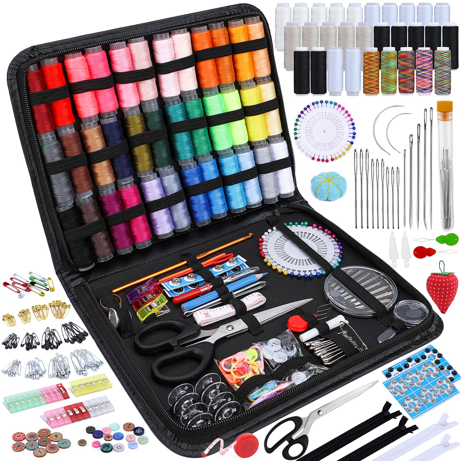 551 piezas kit de costura kit de costura completo kit de aguja | y de Hilo Base Accesorios de Costura con Botón de Hilo de Coser Para el Hogar, Viajes, Uso de Emergencia