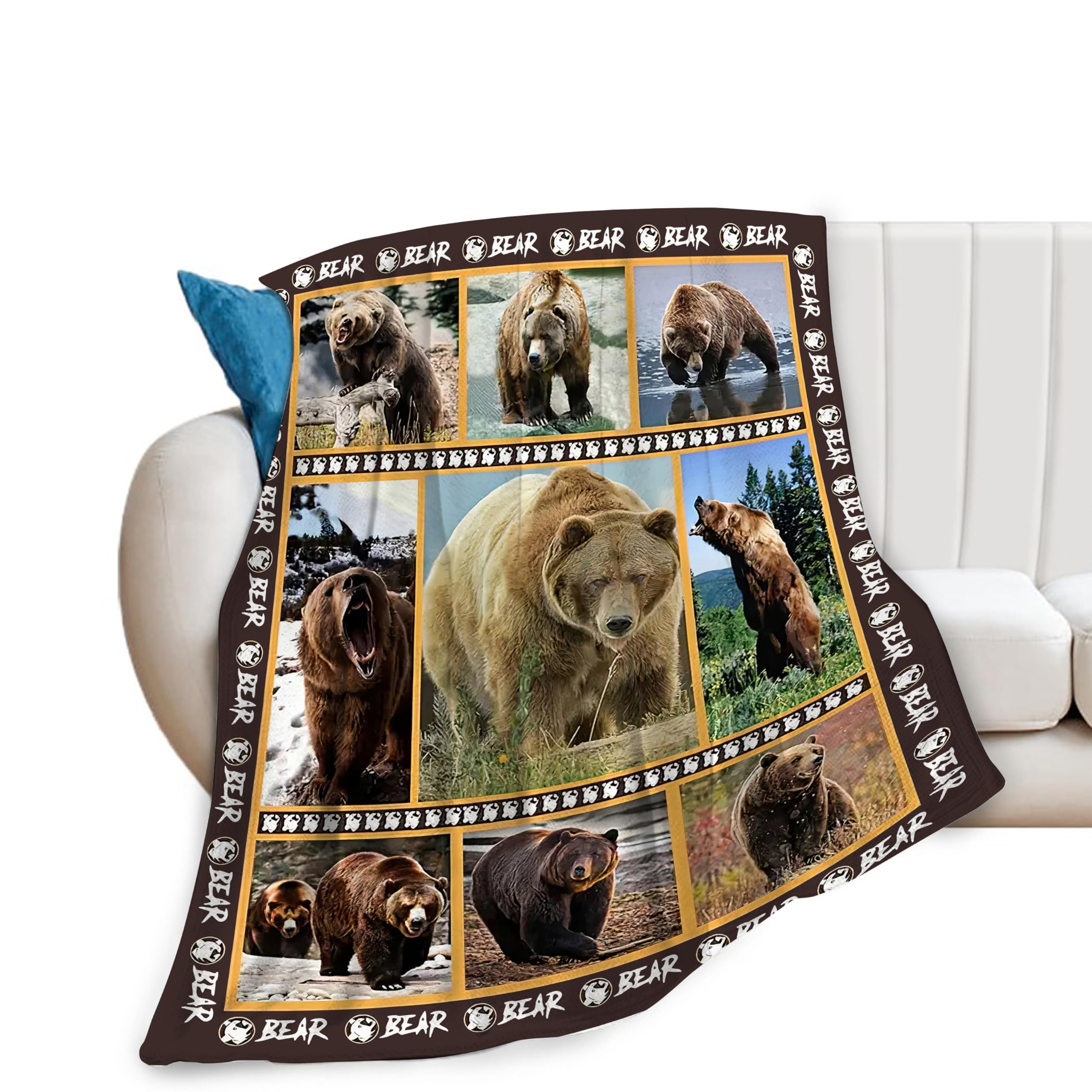 Yaxinduobao Bear Blanket Wild Animals Plush Throw Blanket Super Soft Cozy Warm Fleece Bear Bedding Blanket Gifts for Kids Girls Boys Women 40"X50"