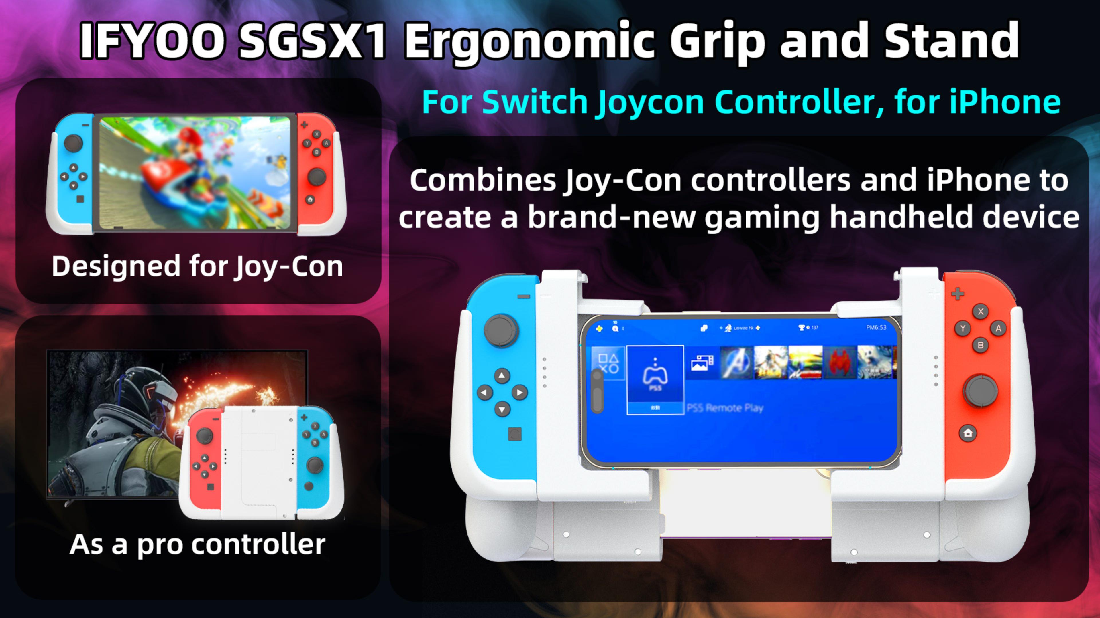 IFYOO SGSX1 Ergonomic Grip and Stand Combo Set for Switch