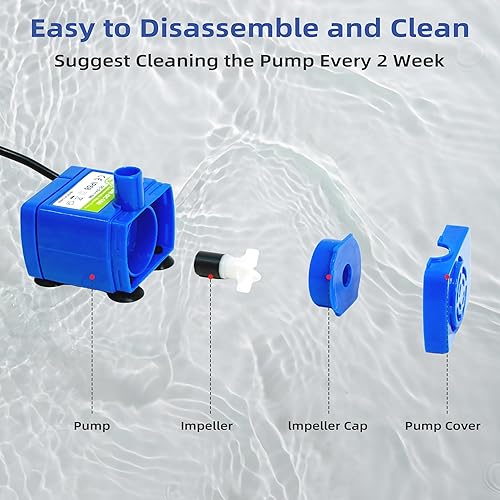 Miniatura 7 de IP68 DR-DC160 Bomba de agua sumergible para gatos Bomba de fuente de agua para cerámica Tritone, acero inoxidable, fuentes redondas para gatos,