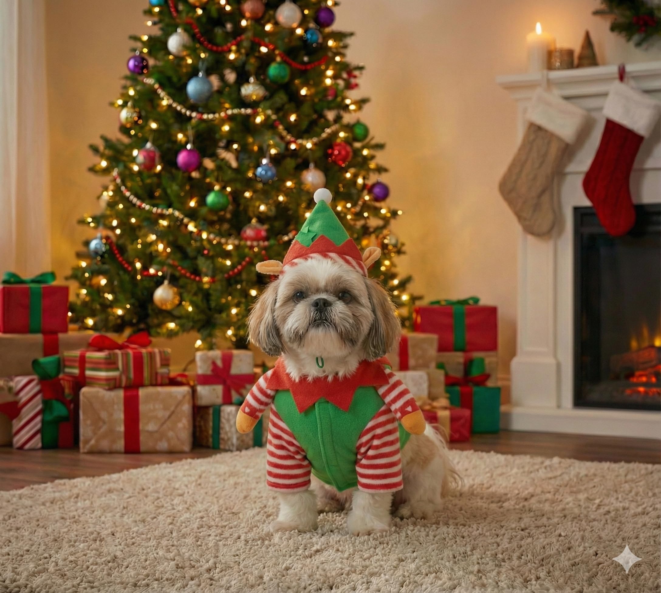 Premium Christmas Elf Dog Costume – Festive Holiday Outfit for Dogs | Soft, Comfortable & Adorable Elf Design - Small (30cm)